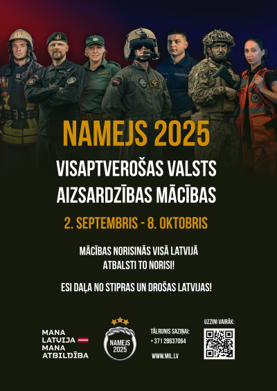 Latvijā norisināsies visaptverošas valsts aizsardzības mācības “Namejs 2025”