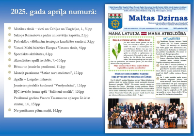 Informatīvā izdevuma "Maltas Dzirnas" aprīļa numurs