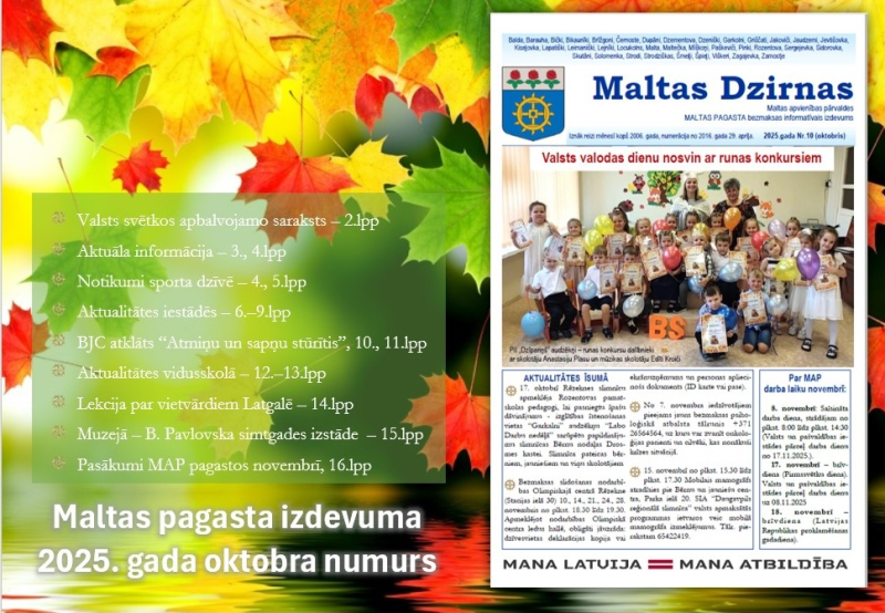 Informatīvā izdevuma &quot;Maltas Dzirnas&quot; oktobra numurs