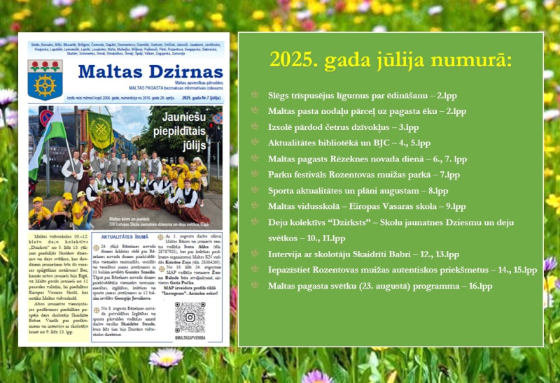 Informatīvā izdevuma &quot;Maltas Dzirnas&quot; jūlija numurs
